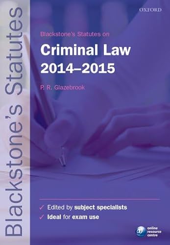 Beispielbild fr Blackstone's Statutes on Criminal Law 2014-2015 zum Verkauf von Anybook.com