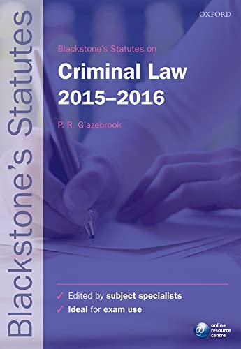 Imagen de archivo de Blackstone's Statutes on Criminal Law 2015- 2016 (Blackstone's Statute Series) a la venta por WorldofBooks