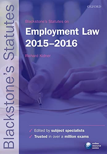 Imagen de archivo de Blackstone's Statutes on Employment Law 2015- 2016 (Blackstone's Statute Series) a la venta por AwesomeBooks