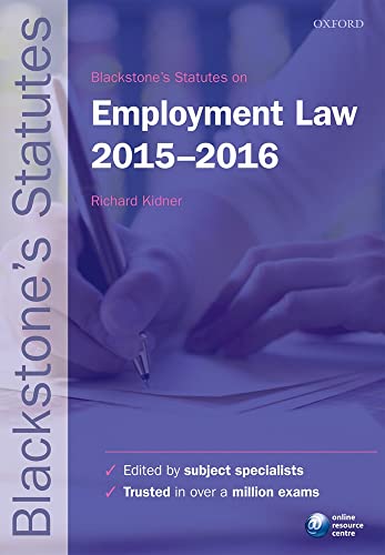 Stock image for Blackstone's Statutes on Employment Law 2015- 2016 (Blackstone's Statute Series) for sale by AwesomeBooks