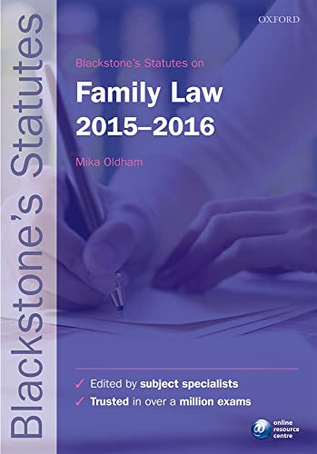 Imagen de archivo de Blackstone's Statutes on Family Law 2015- 2016 (Blackstone's Statute Series) a la venta por AwesomeBooks