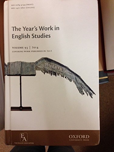 Beispielbild fr The Year's Work in English Studies (Volume 93) zum Verkauf von Anybook.com