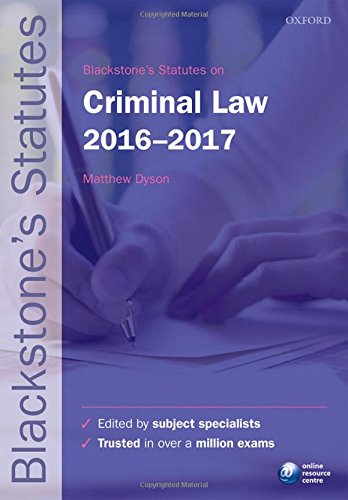 Stock image for Blackstone's Statutes on Criminal Law 2016-2017 (Blackstone's Statute Series) for sale by WorldofBooks