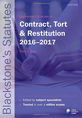 Stock image for Blackstone's Statutes on Contract, Tort & Restitution 2016-2017 (Blackstone's Statute Series) for sale by Book Factory