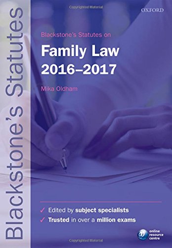 Imagen de archivo de Blackstone's Statutes on Family Law 2016-2017 (Blackstone's Statute Series) a la venta por WorldofBooks