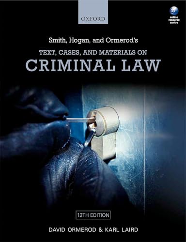 Beispielbild fr Smith, Hogan, & Ormerod's Text, Cases, & Materials on Criminal Law zum Verkauf von WorldofBooks