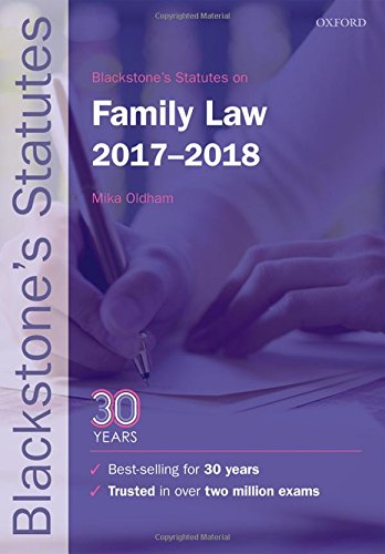 Imagen de archivo de Blackstone's Statutes on Family Law 2017-2018 (Blackstone's Statute Series) a la venta por WorldofBooks