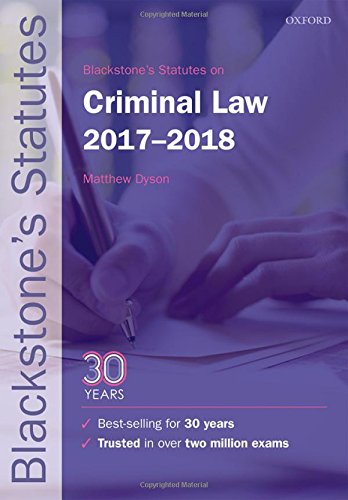 Stock image for Blackstone's Statutes on Criminal Law 2017-2018 (Blackstone's Statute Series) for sale by WorldofBooks