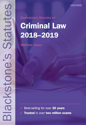 Beispielbild fr Blackstone's Statutes on Criminal Law 2018-2019 (Blackstone's Statute Series) zum Verkauf von AwesomeBooks