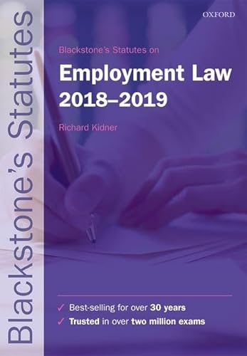 Stock image for Blackstone's Statutes on Employment Law 2018-2019 (Blackstone's Statute Series) for sale by WorldofBooks