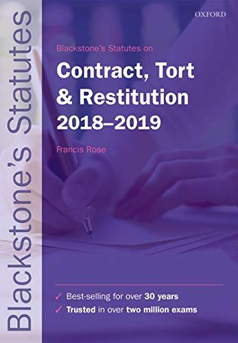Stock image for Blackstone's Statutes on Contract, Tort & Restitution 2018-2019 (Blackstone's Statute Series) for sale by WeBuyBooks