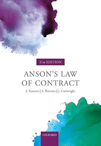 Beispielbild fr Anson's Law of Contract zum Verkauf von Monster Bookshop