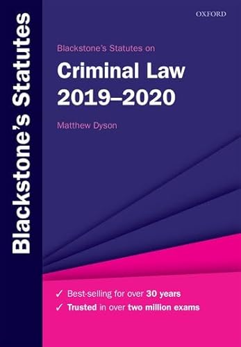 Beispielbild fr Blackstone's Statutes on Criminal Law 2019-2020 (Blackstone's Statute Series) zum Verkauf von WorldofBooks