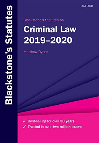 Stock image for Blackstone's Statutes on Criminal Law 2019-2020 for sale by Better World Books Ltd