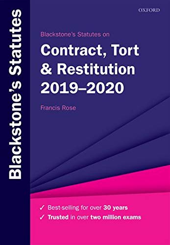 Stock image for Blackstone's Statutes on Contract, Tort & Restitution 2019-2020 (Blackstone's Statute Series) for sale by Bahamut Media