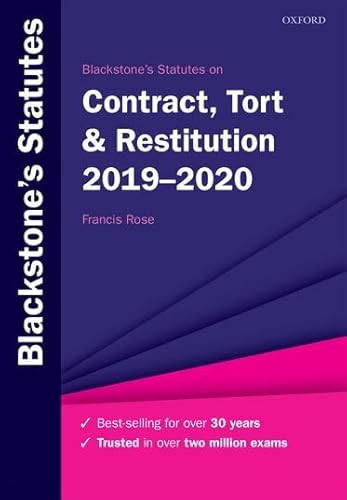 9780198838739: Blackstone's Statutes on Contract, Tort & Restitution 2019-2020 (Blackstone's Statute Series)