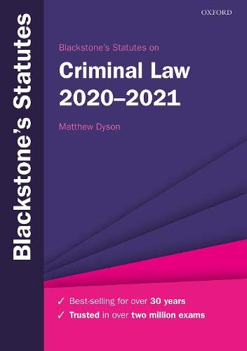 Stock image for Blackstone's Statutes on Criminal Law 2020-2021 (Blackstone's Statute Series) for sale by AwesomeBooks