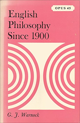 Stock image for English Philosophy Since 1900 (Opus Books) for sale by HPB-Red