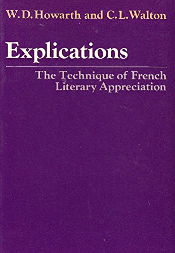 Beispielbild fr Explications: The Technique of French Literary Appreciation zum Verkauf von Anybook.com