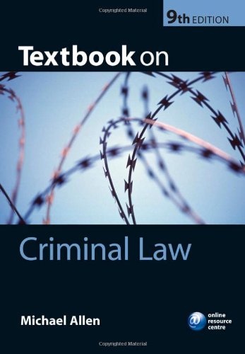 Textbook on Criminal Law (9780199215843) by Allen, Michael J.