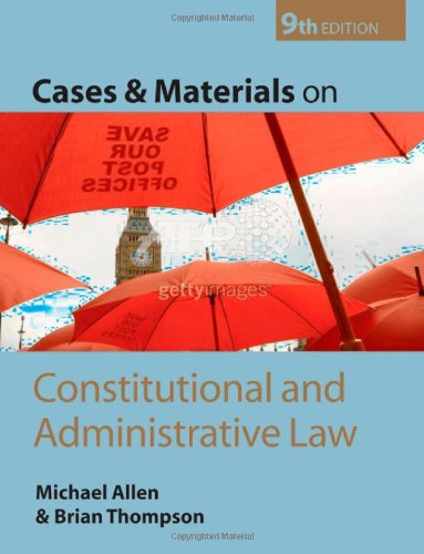 Beispielbild fr Cases and Materials on Constitutional and Administrative Law zum Verkauf von Ergodebooks