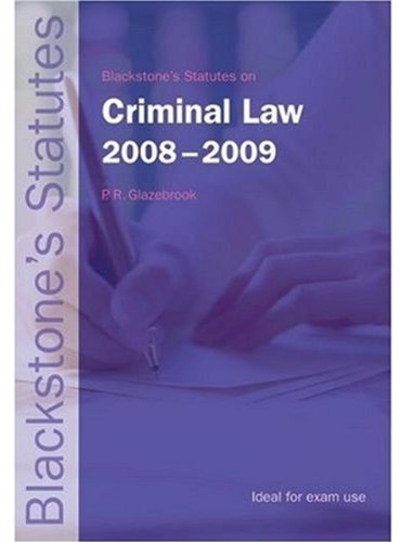 Beispielbild fr Blackstone's Statutes on Criminal Law, 2008-2009 zum Verkauf von Anybook.com