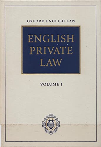 Beispielbild fr English Private Law, Volume 1. zum Verkauf von Cambridge Rare Books