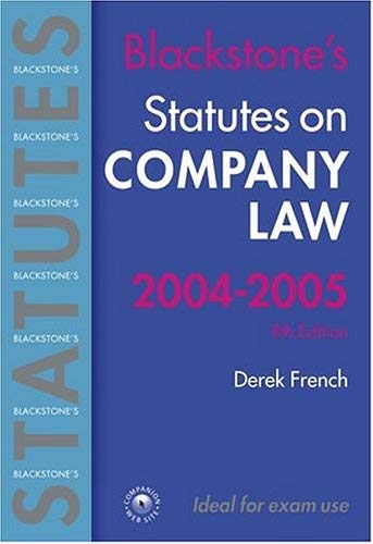 Beispielbild fr Statutes on Company Law 2004/2005 (Blackstone's Statute Series) zum Verkauf von AwesomeBooks