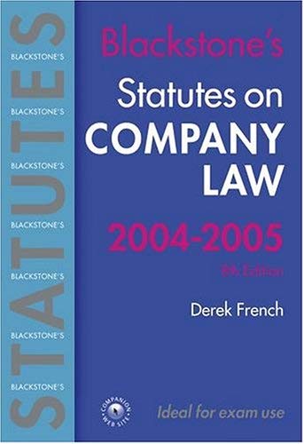 Stock image for Statutes on Company Law 2004/2005 (Blackstone's Statute Series) for sale by AwesomeBooks