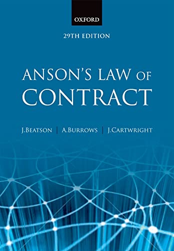 Beispielbild fr Anson's Law of Contract zum Verkauf von ThriftBooks-Dallas