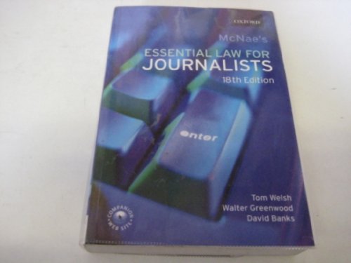 Stock image for McNae's Essential Law for Journalists for sale by Better World Books