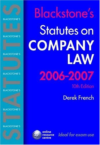 Imagen de archivo de Blackstone's Statutes on Company Law 2006-2007 (Blackstone's Statute Book) a la venta por AwesomeBooks
