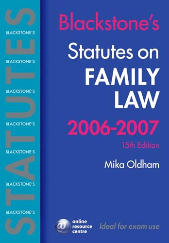 Beispielbild fr Blackstone's Statutes on Family Law 2006-2007 (Blackstone's Statute Book) zum Verkauf von WorldofBooks