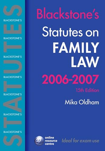 Imagen de archivo de Blackstone's Statutes on Family Law 2006-2007 (Blackstone's Statute Book) a la venta por WorldofBooks