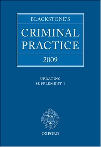 9780199553044: Blackstone's Criminal Practice 2009 - Updating Supplement 1