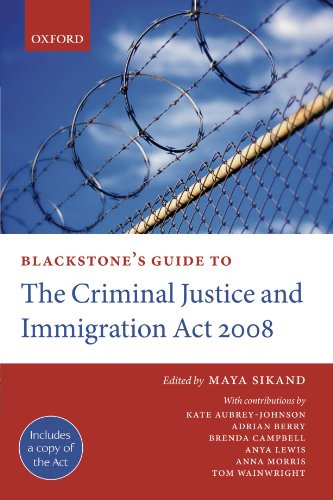 Stock image for Blackstone's Guide to The Criminal Justice and Immigration Act 2008 (Blackstone's Guides) for sale by Bellwetherbooks