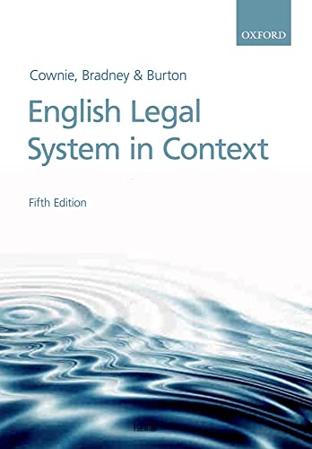 English Legal System in Context (9780199567409) by Cownie, Fiona; Bradney, Anthony; Burton, Mandy