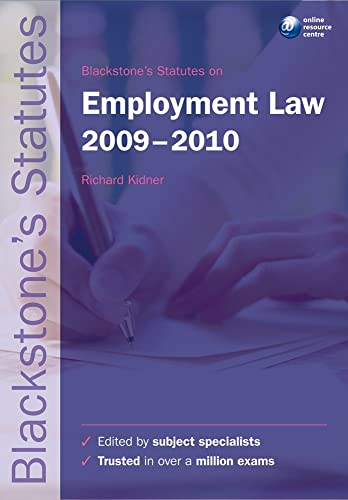 9780199569199: Blackstone's Statutes on Employment Law 2009-2010 (Blackstone's Statute Book Series)