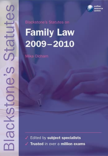 Stock image for Blackstone's Statutes on Family Law 2009-2010 (Blackstone's Statute Series) for sale by AwesomeBooks