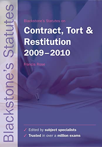 Stock image for Blackstone's Statutes on Contract, Tort and Restitution 2009-2010 (Blackstone's Statute Series) for sale by AwesomeBooks
