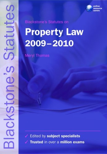 9780199569236: Blackstone's Statutes on Property Law 2009-2010