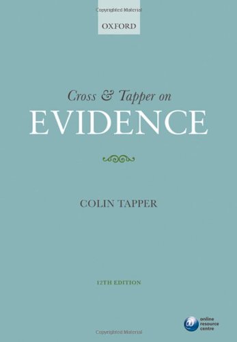 Beispielbild fr Cross & Tapper on Evidence zum Verkauf von WorldofBooks