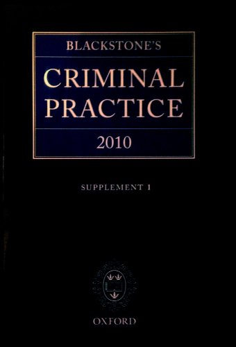 Beispielbild fr BLACKSTONE'S CRIMINAL PRACTICE 2010: SUPPLEMENT 1. zum Verkauf von Cambridge Rare Books