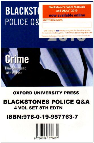 Blackstone's Police Q&A: Four Volume Pack 2010 (9780199577637) by Smart, Huw; Watson, John