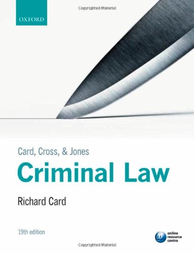 Beispielbild fr Card, Cross, and Jones Criminal Law zum Verkauf von WorldofBooks