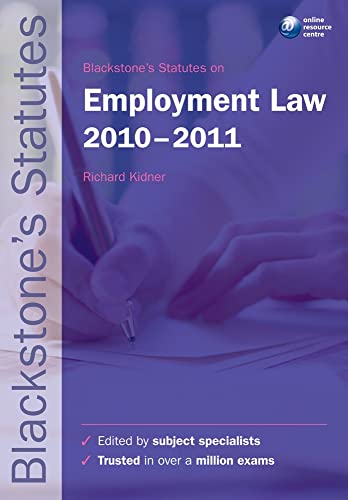 Stock image for Blackstone's Statutes on Employment Law 2010-2011 (Blackstone's Statute Series) for sale by AwesomeBooks