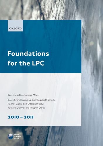 Beispielbild fr Foundations for the LPC 2010-2011 (Legal Practice Course Guide) zum Verkauf von AwesomeBooks