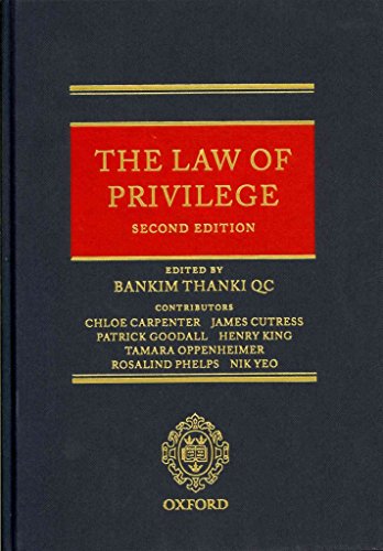 Beispielbild fr The Law of Privilege 2/e (Hardback) zum Verkauf von Iridium_Books
