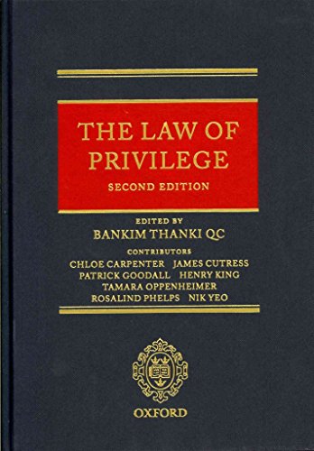 9780199595433: The Law of Privilege