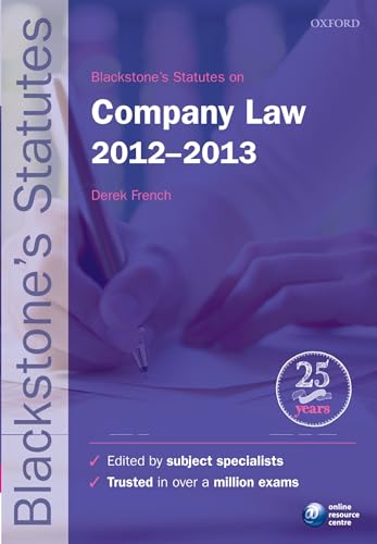 Beispielbild fr Blackstone's Statutes on Company Law 2012-2013 (Blackstone's Statute Series) zum Verkauf von WorldofBooks